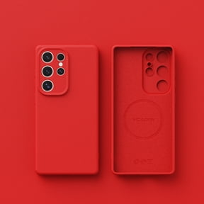 Shockproof Case for Samsung Galaxy S25 Ultra Silicone Phone Case, Full Body Camera Lens Protective Phone Cover, Anti-Scratch Soft Microfiber Lining Slim Thin Skinny Galaxy S25 Ultra Case - Red