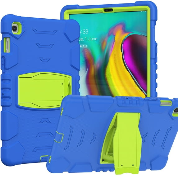 Shockproof Case for Samsung Galaxy Tab A 10.1 2019 Model SM-T510/T515, Kids Friendly Heavy Duty Rugged Hybrid Protective Tablet Cover with Kickstand, Navy+Green