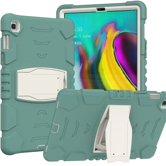 Shockproof Case for Samsung Galaxy Tab A7 10.4 2020 Model SM-T500/T505, Kids Friendly Heavy Duty Rugged Hybrid Protective Tablet Cover with Kickstand, Emerald Green
