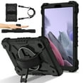 thumbnail image 1 of Shockproof Case for Samsung Galaxy Tab A7 Lite 8.7" 2021 SM-T220 T225 T227, Rugged Hybrid Protection Drop Proof Cover with Shoulder Strap & Hand Strap Rotating Kickstand Kids Friendly Case,Black, 1 of 8