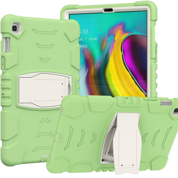 Shockproof Case for Samsung Galaxy Tab A7 Lite 8.7 Model SM-T220/T225, Kids Friendly Heavy Duty Rugged Hybrid Protective Tablet Cover with Kickstand, Matcha Green