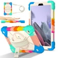 thumbnail image 1 of Shockproof Case for Samsung Galaxy Tab A8 10.5" 2022 SM-X200 X205 X207, Rugged Hybrid Protection Drop Proof Cover with Shoulder Strap & Hand Strap Rotating Kickstand Kids Friendly Case,Colorful, 1 of 1