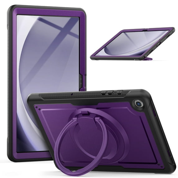 Shockproof Case for Samsung Galaxy Tab A9+ 11" SM-X210 X215 X216, Rugged Hybrid Protective Cover with Pencil Holder & Shoulder Strap Kids Friendly Rotating Kickstand Case for Galaxy Tab A9+, Purple