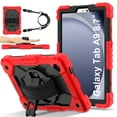 thumbnail image 1 of Shockproof Case for Samsung Galaxy Tab A9 8.7 Inch SM-X110 X115 X116, Rugged Hybrid Protection Drop Proof Cover with Shoulder Strap & Hand Strap Rotating Kickstand Kids Friendly Case,Red, 1 of 5