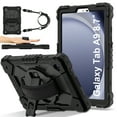 thumbnail image 1 of Shockproof Case for Samsung Galaxy Tab A9 8.7 Inch SM-X110 X115 X116, Rugged Hybrid Protection Drop Proof Cover with Shoulder Strap & Hand Strap Rotating Kickstand Kids Friendly Case,Black, 1 of 7