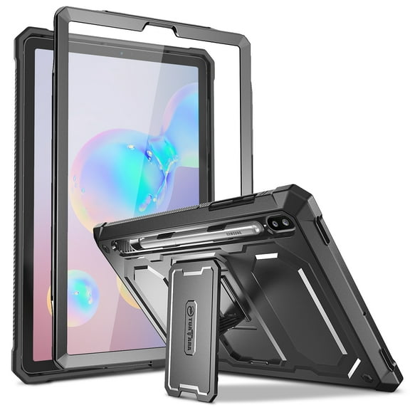 Shockproof Case for Samsung Galaxy Tab S6 10.5" 2019, Fintie Full Protective Bumper Rugged Unibody Hybrid Kickstand Cover Built-in Screen Protector (Model SM-T860/T865/T867), Black