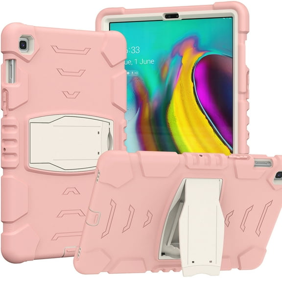 Shockproof Case for Samsung Galaxy Tab S7 FE 5G SM-T730/Galaxy Tab S7+ Plus SM-T970 12.4", Kids Friendly Heavy Duty Rugged Hybrid Protective Tablet Cover with Kickstand, Pink