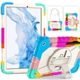 thumbnail image 1 of Shockproof Case for Samsung Galaxy Tab S8 X700/ Galaxy Tab S7 T870 11 Inch, Rugged Hybrid Protection Kids Friendly Detachable Shoulder Strap/ Hand Strap Rotating Kickstand Bumper Cover, Colorful, 1 of 7