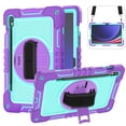 thumbnail image 1 of Shockproof Case for Samsung Galaxy Tab S9+,Anti drop silicone+PC Layer Protective Splicing Case 360 ° Rotating Handle Stand With Shoulder Strap,Purple,For Galaxy Tab S9+, 1 of 8