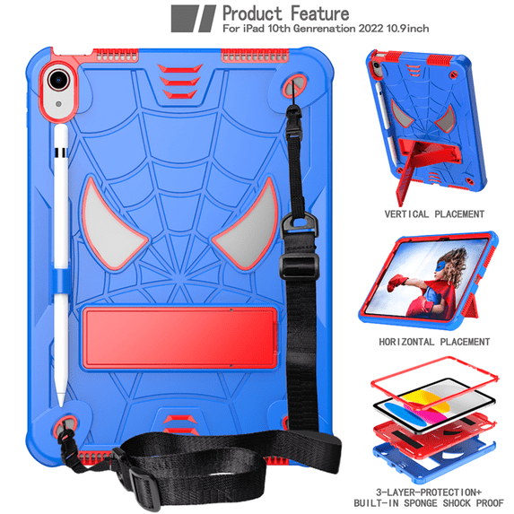 Shockproof Case for Apple iPad (A16) 11th/10th Generation 11-in Rugged Cover with Stand & Shoulder Strap