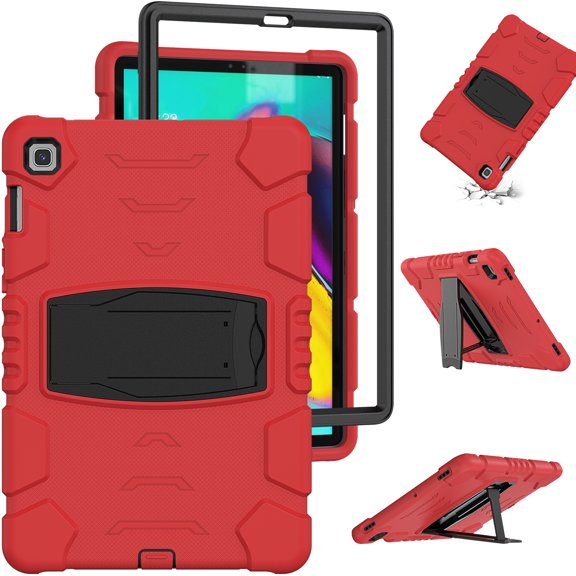 Shockproof Case for Samsung Tab S5e 10.5 SM-T720, Kids Friendly Heavy Duty Rugged Hybrid Protective Tablet Cover with Kickstand, Red