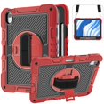thumbnail image 1 of Shockproof Case for iPad Air 11 2025 / 2024,Anti drop silicone+PC Layer Protective Splicing Case 360 ° Rotating Handle Stand With Shoulder Strap,Red, 1 of 8
