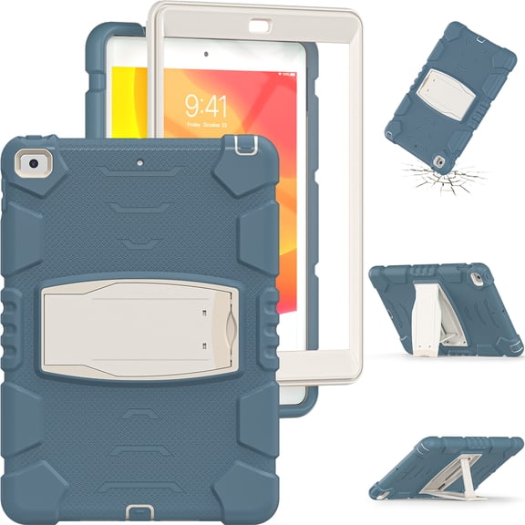 Shockproof Case for iPad Mini 4/Mini 5th Generation, Kids Friendly Heavy Duty Rugged Hybrid Protective Tablet Cover with Kickstand, Cornflower Blue