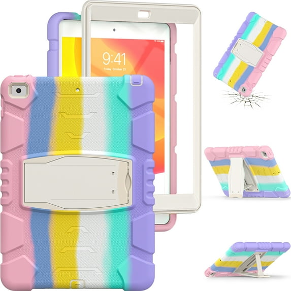 Shockproof Case for iPad Mini 6 8.3" 2021, Kids Friendly Heavy Duty Rugged Hybrid Protective Tablet Cover with Kickstand, Colorful Pink