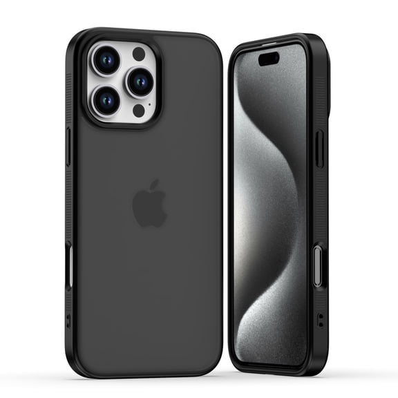 Shockproof Case For iPhone 12 Pro Max, Translucent Matte Frosted Back with Soft TPU Bumper Protective Cover, Slim Anti-Fingerprint Slim Fit Rugged Shield For iPhone 12 Pro Max, Black