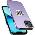thumbnail image 1 of Shockproof Case for iPhone 13 6.1 inch, [Embedded Finger Ring] Military Grade Phone Case Cover with Reinforced Metal Stand Kickstand [Support Magnetic Car Holder] for iPhone 13, Purple, 1 of 14