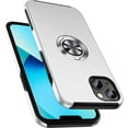 thumbnail image 1 of Shockproof Case for iPhone 13 6.1 inch, [Embedded Finger Ring] Military Grade Phone Case Cover with Reinforced Metal Stand Kickstand [Support Magnetic Car Holder] for iPhone 13, Silver, 1 of 14