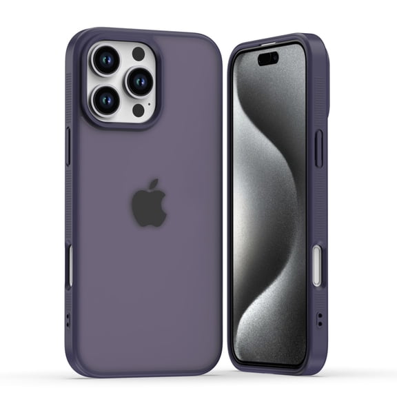 Shockproof Case For iPhone 13 Pro, Translucent Matte Frosted Back with Soft TPU Bumper Protective Cover, Slim Anti-Fingerprint Slim Fit Rugged Shield For iPhone 13 Pro, Purple