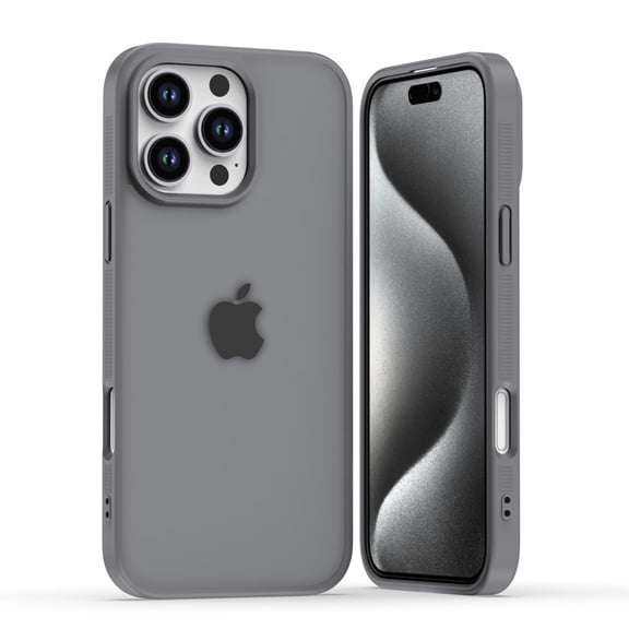 Shockproof Case For iPhone 15 Pro Max, Translucent Matte Frosted Back with Soft TPU Bumper Protective Cover, Slim Anti-Fingerprint Slim Fit Rugged Shield For iPhone 15 Pro Max, Gray