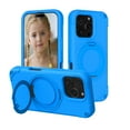 thumbnail image 1 of Shockproof Case for iPhone 16 Pro, EVA + Aluminum Alloy Bracket, 360° Rotating Magnetic Ring Kickstand, Luxury Kid-Friendly Rugged Protective Phone Cover for iPhone 16 Pro, Blue, 1 of 9