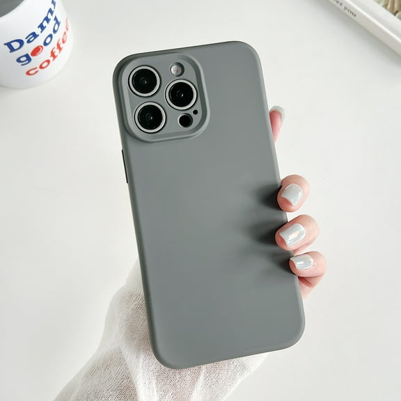 Shockproof Case for iPhone 16 Pro Silicone Phone Case, Full Body Camera Lens Protective Phone Cover, Anti-Scratch Soft Microfiber Lining Slim Thin Skinny iPhone 16 Pro Case - Gray