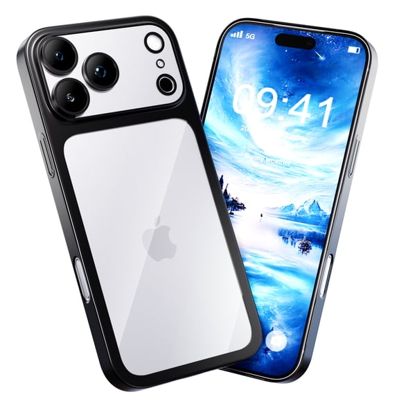 Shockproof Clear Case for Apple iPhone 16 6.1 inch, Camera Control Button 10FT Military Drop Protection Hard Clear Back Silicone Edge Four Corner Airbags Phone Cover, Black