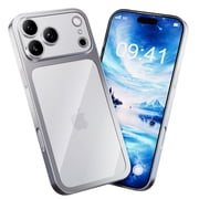 Shockproof Clear Case for Apple iPhone 17 Pro 6.3 inch, Camera Control Button 10FT Military Drop Protection Hard Clear Back Silicone Edge Four Corner Airbags Phone Cover, Silver