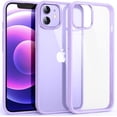 thumbnail image 1 of Shockproof Clear Case for iPhone 12/12 Pro, [Not Yellowing] [10FT Military Drop Protection] Hard Clear Back Four Corner Airbags Drop Protection Phone Cover, 6.1 inch, Purple, 1 of 14