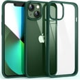 thumbnail image 1 of Shockproof Clear Case for iPhone 13, [Not Yellowing] [10FT Military Drop Protection] Hard Clear Back Four Corner Airbags Drop Protection Phone Cover, 6.1 inch, Green, 1 of 7