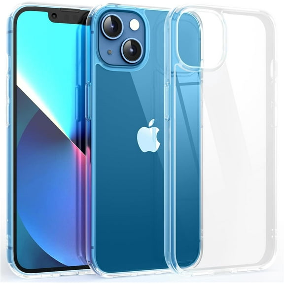 Shockproof Clear Case for iPhone 13, [Not Yellowing] [10FT Military Drop Protection] Hard Clear Back Four Corner Airbags Drop Protection Phone Cover, 6.1 inch, Transparent