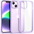 thumbnail image 1 of Shockproof Clear Case for iPhone 14, [Not Yellowing] [10FT Military Drop Protection] Hard Clear Back Four Corner Airbags Drop Protection Phone Cover, 6.1 inch, Purple, 1 of 14
