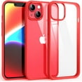 thumbnail image 1 of Shockproof Clear Case for iPhone 14, [Not Yellowing] [10FT Military Drop Protection] Hard Clear Back Four Corner Airbags Drop Protection Phone Cover, 6.1 inch, Red, 1 of 14