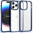thumbnail image 1 of Shockproof Clear Case for iPhone 14 Pro Max, [Not Yellowing] [10FT Military Drop Protection] Hard Clear Back Four Corner Airbags Drop Protection Phone Cover, 6.7 inch, Blue, 1 of 14