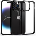 thumbnail image 1 of Shockproof Clear Case for iPhone 14 Pro Max, [Not Yellowing] [10FT Military Drop Protection] Hard Clear Back Four Corner Airbags Drop Protection Phone Cover, 6.7 inch, Black, 1 of 15