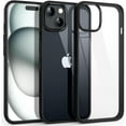 thumbnail image 1 of Shockproof Clear Case for iPhone 15 Plus, [Not Yellowing] [10FT Military Drop Protection] Hard Clear Back Silicone Edge Four Corner Airbags Drop Protection Phone Cover, 6.7 inch, Black, 1 of 8