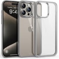 thumbnail image 1 of Shockproof Clear Case for iPhone 15 Pro Max, [Not Yellowing] [10FT Military Drop Protection] Hard Clear Back Silicone Edge Four Corner Airbags Drop Protection Phone Cover, 6.7 inch, Grey, 1 of 7