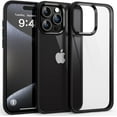thumbnail image 1 of Shockproof Clear Case for iPhone 15 Pro Max, [Not Yellowing] [10FT Military Drop Protection] Hard Clear Back Silicone Edge Four Corner Airbags Drop Protection Phone Cover, 6.7 inch, Black, 1 of 14