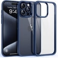 thumbnail image 1 of Shockproof Clear Case for iPhone 15 Pro Max, [Not Yellowing] [10FT Military Drop Protection] Hard Clear Back Silicone Edge Four Corner Airbags Drop Protection Phone Cover, 6.7 inch, Blue, 1 of 14