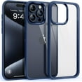 thumbnail image 1 of Shockproof Clear Case for iPhone 15 Pro, [Not Yellowing] [10FT Military Drop Protection] Hard Clear Back Silicone Edge Four Corner Airbags Drop Protection Phone Cover, 6.1 inch, Blue, 1 of 7