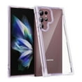 thumbnail image 1 of Shockproof Clear Designed for Samsung Galaxy S22 Ultra, [Camera & Screen Raised Edge Protection] [Air Guard Four Corner Bumper 15FT Drop Protection] [Not Yellowing] Soft Slim Silicone Case, Purple, 1 of 7