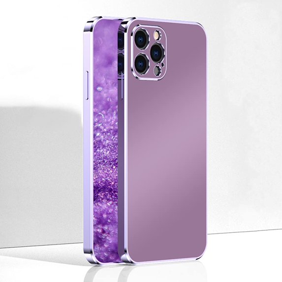 Shockproof Compatible with iPhone 13 Pro Max Case Cute Slim Fit Thin Matte Phone Cases Anti-Fingerprint for Women Glitter Plating Edge Soft Flexible TPU Protective Cover - 6.7 Inch, Purple