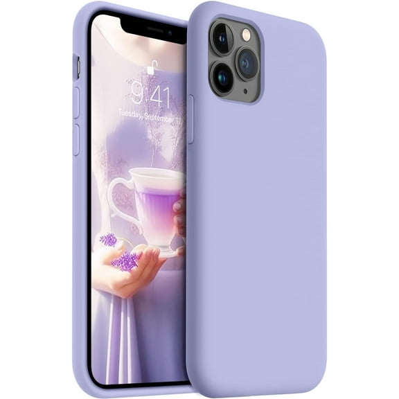 Shockproof Designed for iPhone 11 Pro Case [Soft Anti-Scratch Microfiber Lining] with Liquid Silicone Phone Case, Drop Protection 5.8 inch Slim Thin Cover, Light Purple