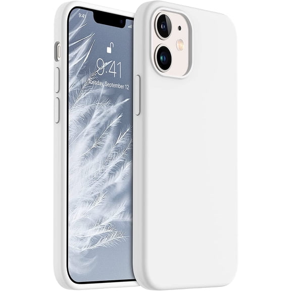 Shockproof Designed for iPhone 12 Mini Case, Liquid Silicone Phone Case with [Soft Anti-Scratch Microfiber Lining] Drop Protection 5.4 inch Slim Thin Cover, White