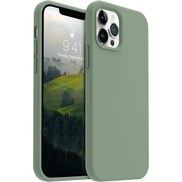 Shockproof Designed for iPhone 12 Pro Max Case, Liquid Silicone Phone Case with [Soft Anti-Scratch Microfiber Lining] Drop Protection 6.7 inch Slim Thin Cover, Calke Green