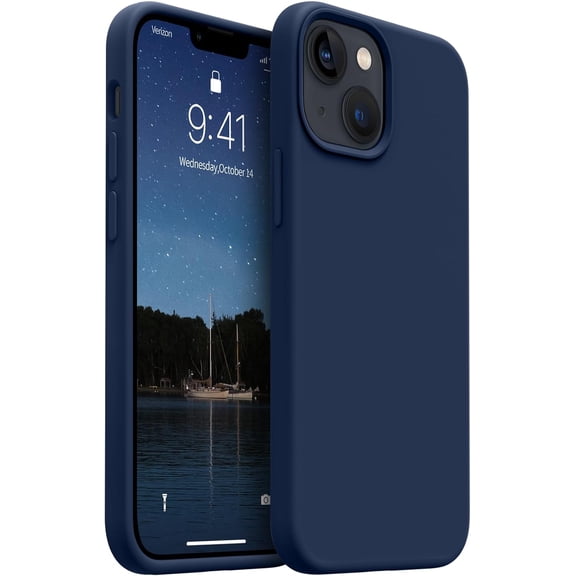 Shockproof Designed for iPhone 13 Mini Case, Food Grade Silicone Phone Case with [Soft Anti-Scratch Protective Lining] Full Body Drop Protection 5.4 inch Slim Thin Cover, Navy Blue