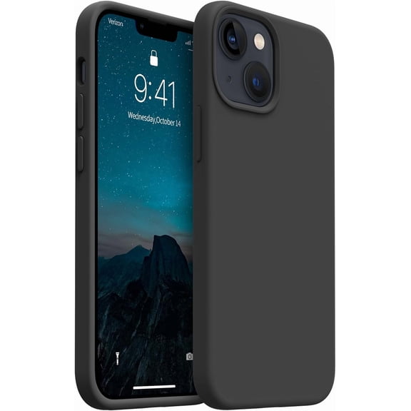 Shockproof Designed for iPhone 13 Mini Case, Liquid Silicone Phone Case with [Soft Anti-Scratch Microfiber Lining] Full Body Drop Protection 5.4 inch Slim Thin Cover, Black