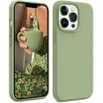 thumbnail image 1 of Shockproof Designed for iPhone 13 Pro Case, Liquid Silicone Phone Case with [Soft Anti-Scratch Microfiber Lining] Drop Protection 6.1 inch Slim Thin Cover (Tea Green), 1 of 14