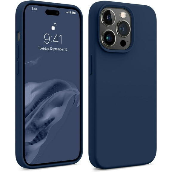 Shockproof Designed for iPhone 14 Pro Max Case, [Food Grade Silicone] [Military Drop Protection] with Anti-Scratch Lining Protective Phone Case for 14 ProMax, 6.7 inch, Navy Blue