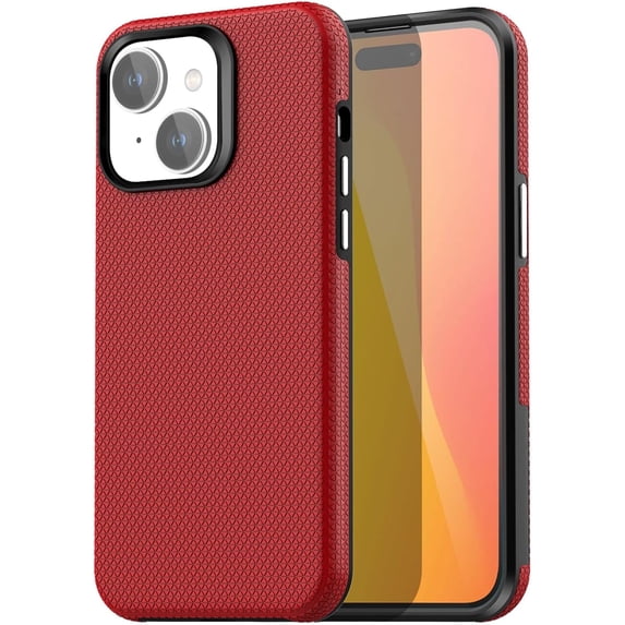 Entronix Protective Case Compatible with iPhone 15 Plus, Anti-Slip Hard Cover, Red