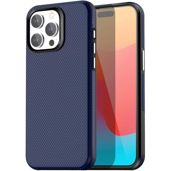 Shockproof Dual Layer Case for Apple iPhone 15 Pro, Slim Shockproof Bumper Phone Case for Apple iPhone 15 Pro with Military Grade Protection for Women Girls Boys Men, Navy